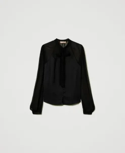 Camicia In Raso E Chiffon