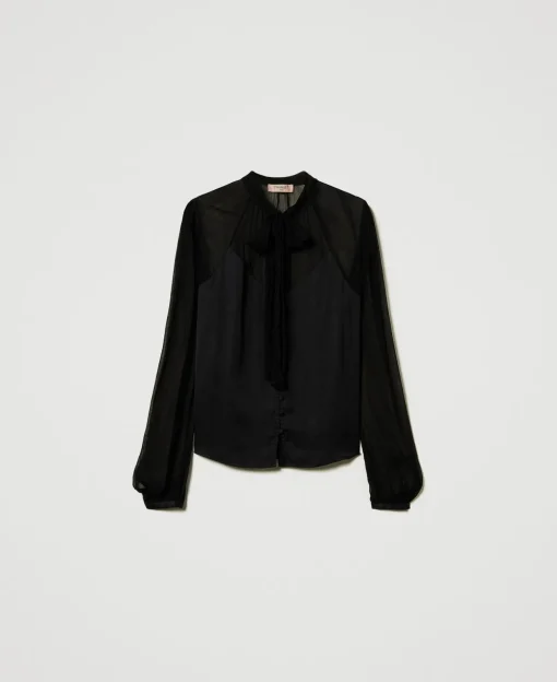Camicia In Raso E Chiffon