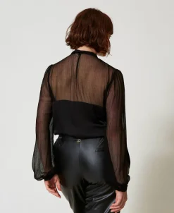 Camicia In Raso E Chiffon