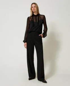Camicia In Raso E Chiffon