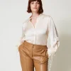Camicia In Raso Martellato Con Oblò