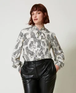 Camicia Jacquard Con Stampa Giaguaro