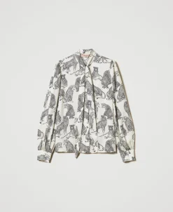 Camicia Jacquard Con Stampa Giaguaro