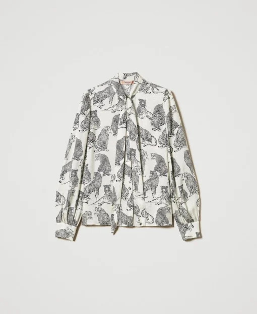 Camicia Jacquard Con Stampa Giaguaro