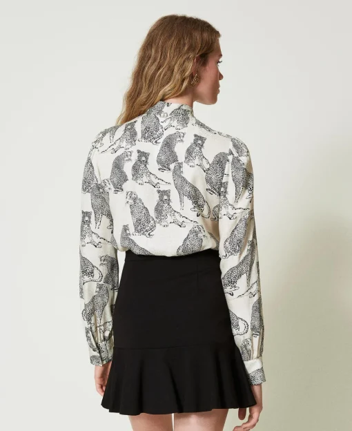 Camicia Jacquard Con Stampa Giaguaro