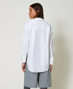 Camicia Over In Popeline Con Ricami