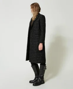 Cappotto Bouclé A Disegno Check
