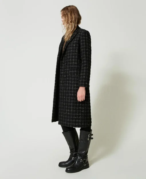 Cappotto Bouclé A Disegno Check