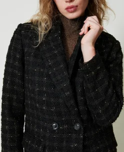 Cappotto Bouclé A Disegno Check