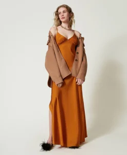 Cappotto Caban In Panno Double Misto Lana