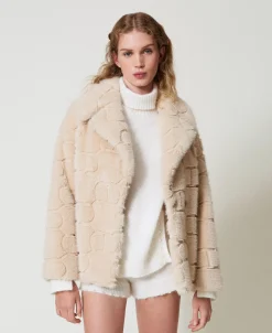 Cappotto Corto In Faux Fur Con Oval T