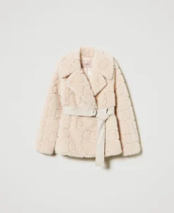 Cappotto Corto In Faux Fur Con Oval T