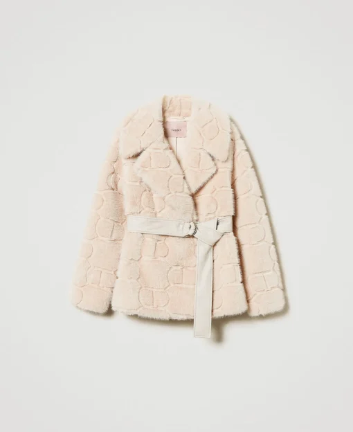 Cappotto Corto In Faux Fur Con Oval T