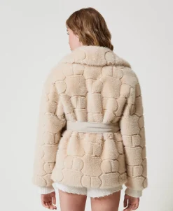Cappotto Corto In Faux Fur Con Oval T