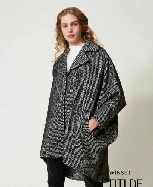 Cappotto Corto In Panno Bicolor