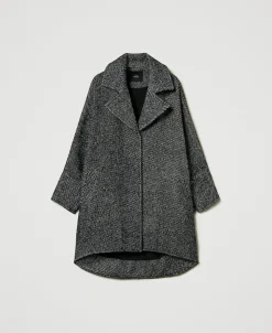 Cappotto Corto In Panno Bicolor