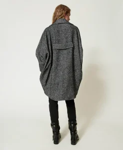 Cappotto Corto In Panno Bicolor