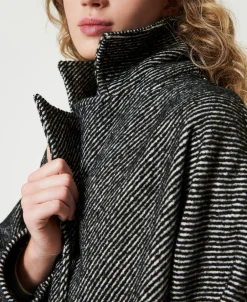Cappotto Corto In Panno Bicolor