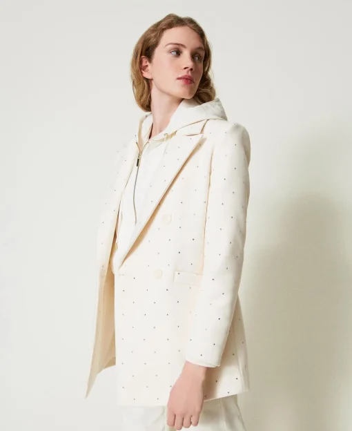 Cappotto Corto In Panno Con Strass