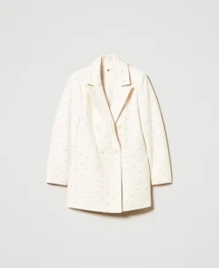 Cappotto Corto In Panno Con Strass