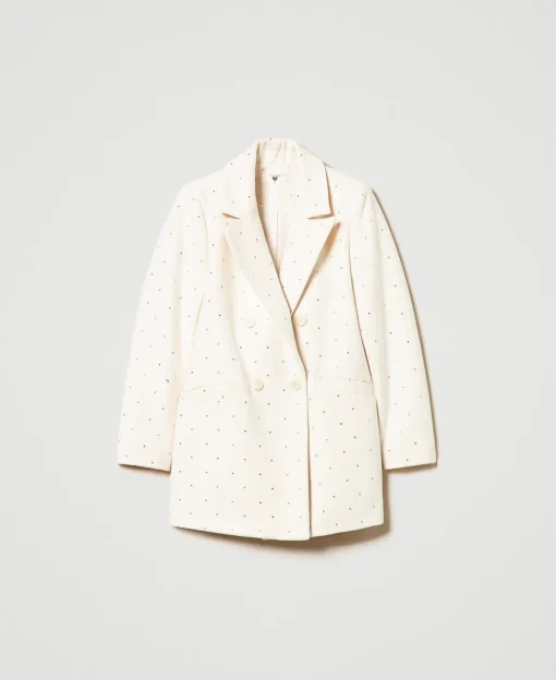 Cappotto Corto In Panno Con Strass