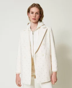 Cappotto Corto In Panno Con Strass