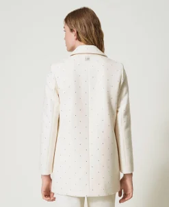 Cappotto Corto In Panno Con Strass