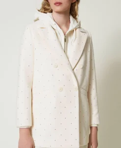 Cappotto Corto In Panno Con Strass