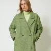 Cappotto Corto Spinato Bicolore