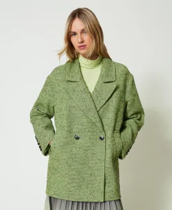 Cappotto Corto Spinato Bicolore