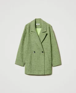 Cappotto Corto Spinato Bicolore
