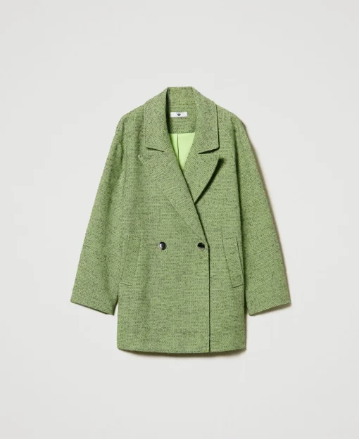 Cappotto Corto Spinato Bicolore