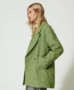 Cappotto Corto Spinato Bicolore