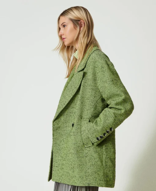 Cappotto Corto Spinato Bicolore