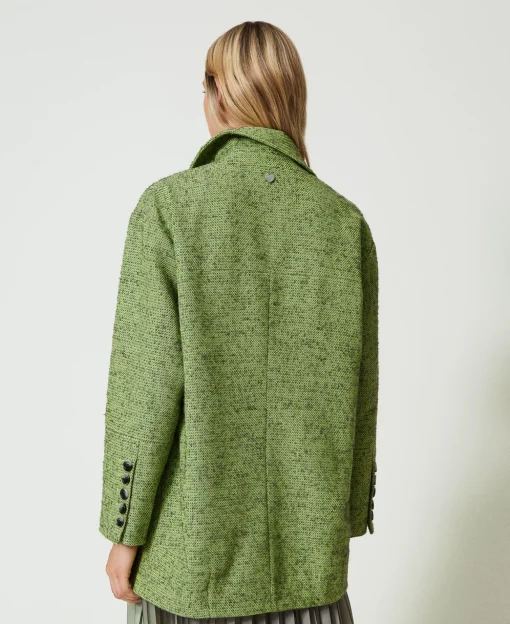Cappotto Corto Spinato Bicolore
