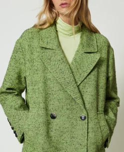 Cappotto Corto Spinato Bicolore