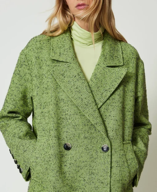 Cappotto Corto Spinato Bicolore