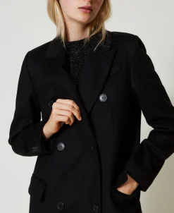 Cappotto Di Linea Dritta In Misto Lana