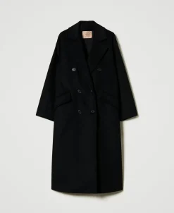 Cappotto Di Linea Morbida In Misto Lana