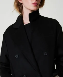 Cappotto Di Linea Morbida In Misto Lana