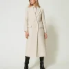 Cappotto Doppiopetto In Herringbone Misto Lana