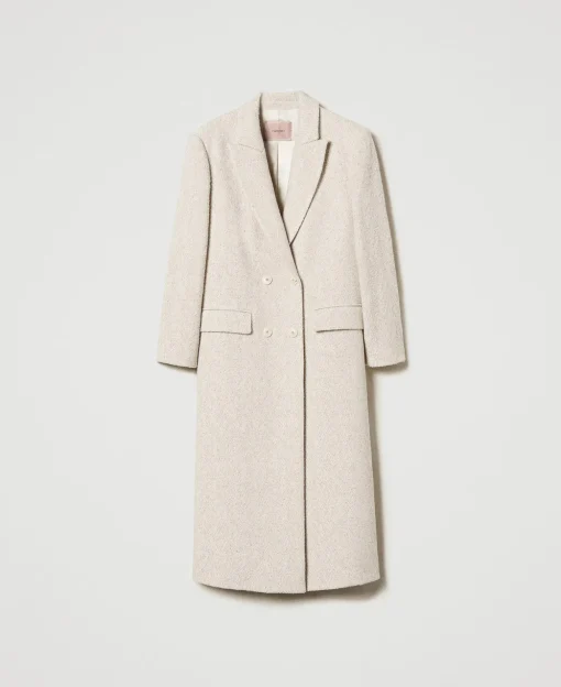 Cappotto Doppiopetto In Herringbone Misto Lana