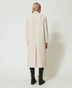 Cappotto Doppiopetto In Herringbone Misto Lana