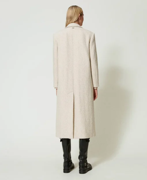 Cappotto Doppiopetto In Herringbone Misto Lana