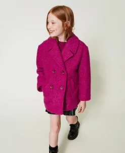 Cappotto Doppiopetto In Panno Curly