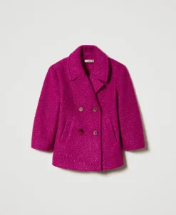 Cappotto Doppiopetto In Panno Curly