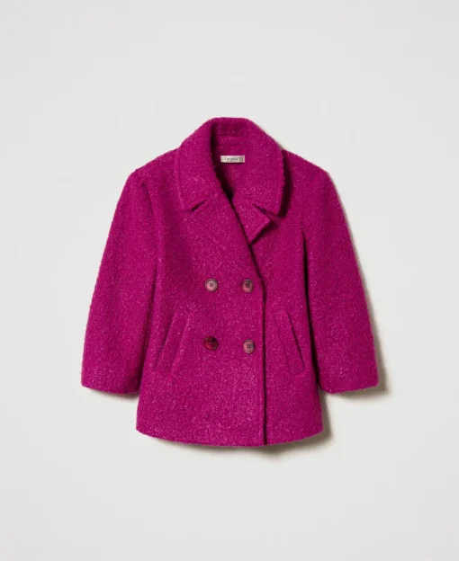 Cappotto Doppiopetto In Panno Curly