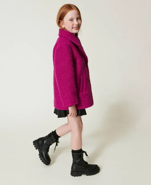 Cappotto Doppiopetto In Panno Curly