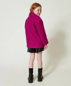 Cappotto Doppiopetto In Panno Curly