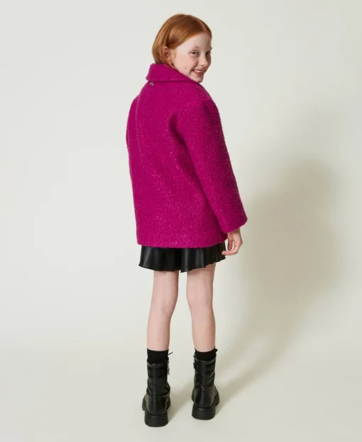 Cappotto Doppiopetto In Panno Curly